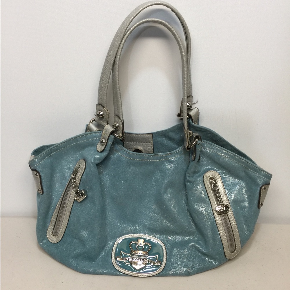 Kathy Van Zeeland blue metallic purse